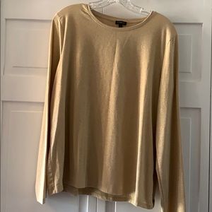 Talbots XL gold metallic long sleeve t-shirt